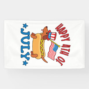 Patriotic Dachshund Wiener Dog Fourth of July  Banner