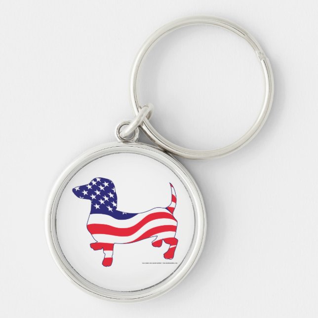 Patriotic Dachshund / Wiener Key Ring (Front)