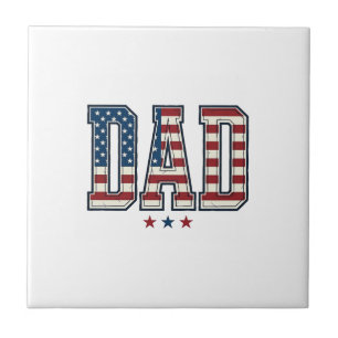 Patriotic Dad American Flag Vintage Vector Design_ Ceramic Tile