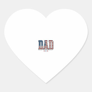 Patriotic Dad American Flag Vintage Vector Design_ Heart Sticker