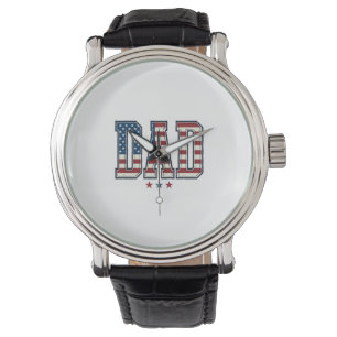 Patriotic Dad American Flag Vintage Vector Design_ Watch