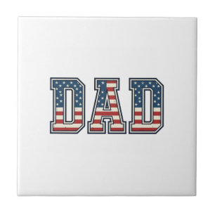 Patriotic Dad Flag Lettering Vector Design_1 Ceramic Tile