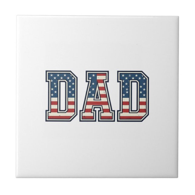 Patriotic Dad Flag Lettering Vector Design_1 Ceramic Tile (Front)