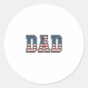 Patriotic Dad Flag Lettering Vector Design_1 Classic Round Sticker