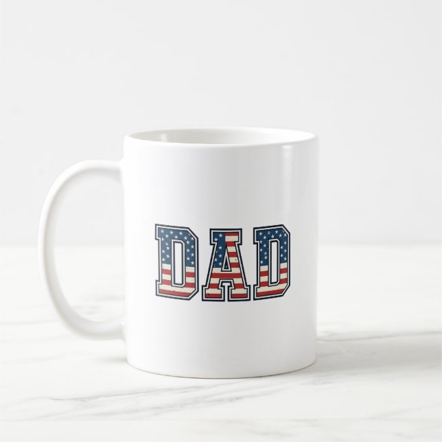Patriotic Dad Flag Lettering Vector Design_1 Coffee Mug (Left)