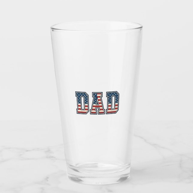 Patriotic Dad Flag Lettering Vector Design_1 Glass (Front)
