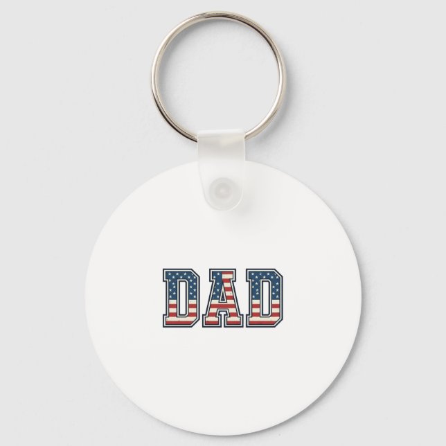 Patriotic Dad Flag Lettering Vector Design_1 Key Ring (Front)