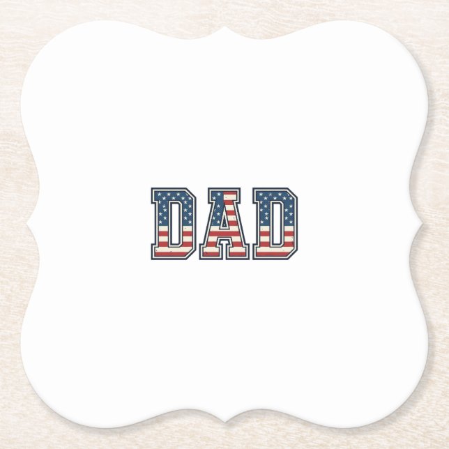 Patriotic Dad Flag Lettering Vector Design_1 Paper Coaster (Front)