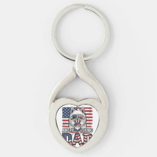 Patriotic Dad Gnome Vintage Vector Shirt Design_1 Key Ring