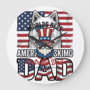 Patriotic Dad Gnome Vintage Vector Shirt Design_1 Large Clock