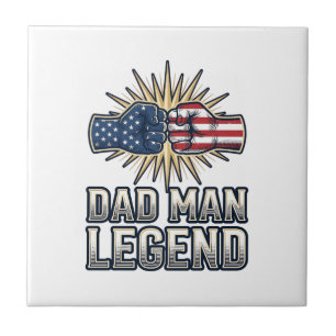 Patriotic Dad Man Legend Vintage T-Shirt Design_1 Ceramic Tile