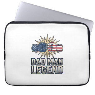 Patriotic Dad Man Legend Vintage T-Shirt Design_1 Laptop Sleeve