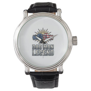 Patriotic Dad Man Legend Vintage T-Shirt Design_1 Watch