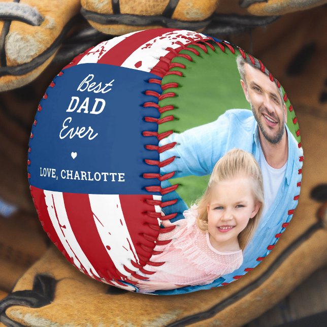 Patriotic DAD Personalised American Flag 2 Photo   Baseball (Creator Uploaded)