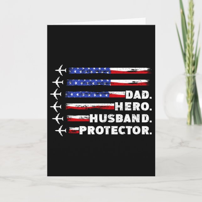 Patriotic Dad Protector Dad Us Flag  Card (Front)