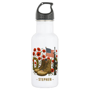 Patriotic Dad – USA Flag with Combat Boots 532 Ml Water Bottle