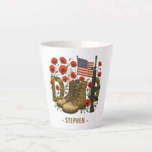 Patriotic Dad – USA Flag with Combat Boots Latte Mug