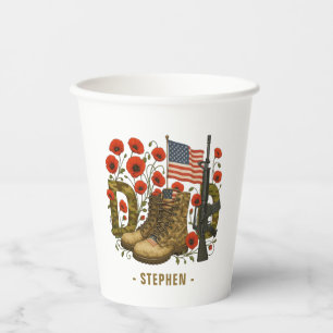 Patriotic Dad – USA Flag with Combat Boots Paper Cups