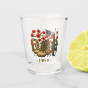 Patriotic Dad – USA Flag with Combat Boots Shot Glass