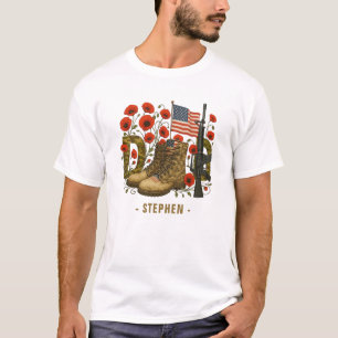 Patriotic Dad – USA Flag with Combat Boots T-Shirt