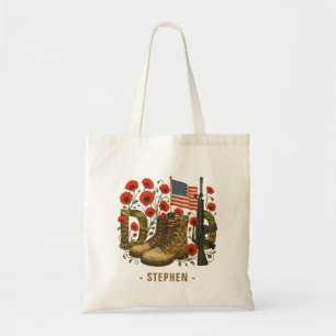 Patriotic Dad – USA Flag with Combat Boots Tote Bag