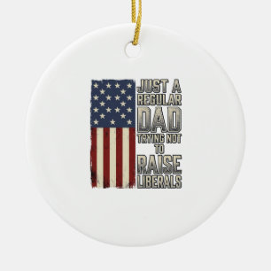 Patriotic Dad Vintage Flag Quote Shirt Design_1 Ceramic Ornament
