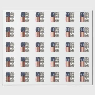 Patriotic Dad Vintage Flag Quote Shirt Design_1 Wrapping Paper