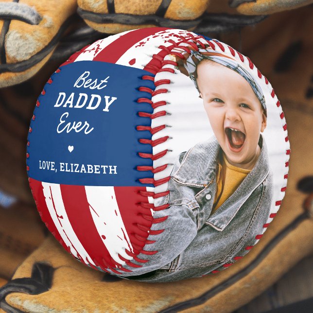 Patriotic DADDY Father's Day American Flag 2 Photo Baseball (Creator Uploaded)