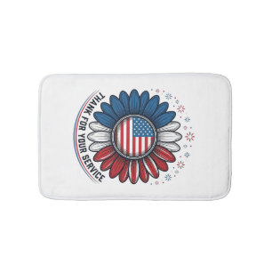 Patriotic Daisy Thank For Your Service Shirt Desig Bath Mat