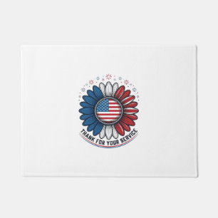 Patriotic Daisy Thank For Your Service Shirt Desig Doormat