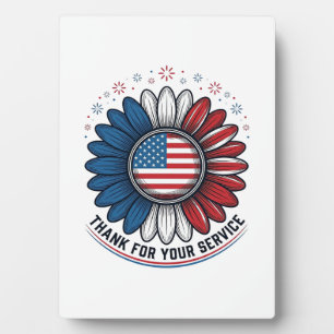 Patriotic Daisy Thank For Your Service Shirt Desig Plaque