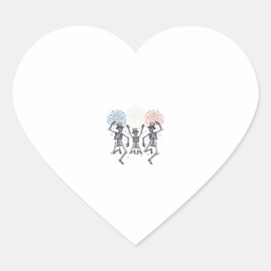 Patriotic Dancing Skeleton Fireworks Vintage Shirt Heart Sticker