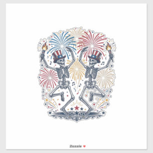 Patriotic Dancing Skeletons Fireworks 4th of July