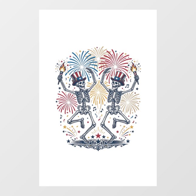 Patriotic Dancing Skeletons Fireworks 4th of July  (Sheet)