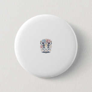 Patriotic Dancing Skeletons Fireworks 4th of July 6 Cm Round Badge