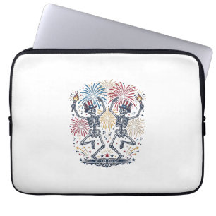 Patriotic Dancing Skeletons Fireworks 4th of July Laptop Sleeve