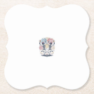 Patriotic Dancing Skeletons Fireworks 4th of July Paper Coaster