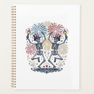 Patriotic Dancing Skeletons Fireworks 4th of July Planner