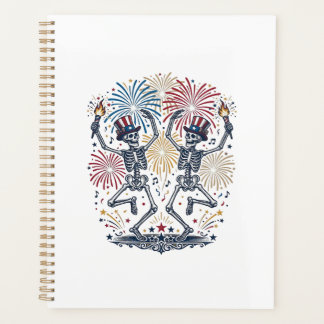 Patriotic Dancing Skeletons Fireworks 4th of July  Planner