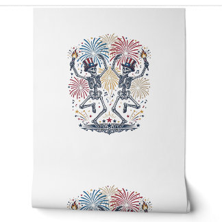 Patriotic Dancing Skeletons Fireworks 4th of July  Wallpaper