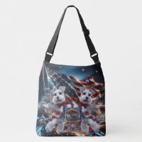 Patriotic Dancing White Miniature Schnauzers