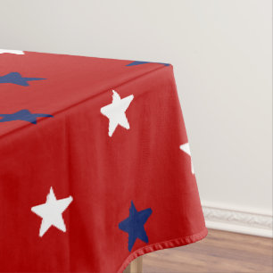 Patriotic dark red white navy blue stars holiday tablecloth