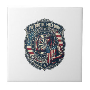 Patriotic Dart Player Vector Graphic Tee Ceramic Tile