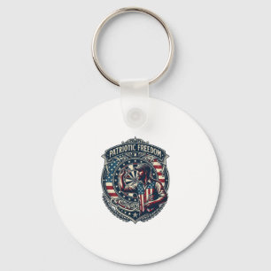 Patriotic Dart Player Vector Graphic Tee Key Ring
