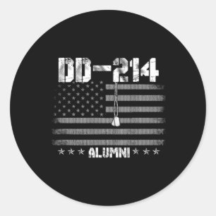 Patriotic Dd-214 Alumni Military Veteran Long Slee Classic Round Sticker