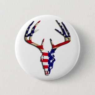 Patriotic Deer Hunting skull 6 Cm Round Badge