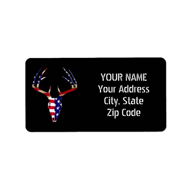 Patriotic Deer Hunting skull Label (Front)