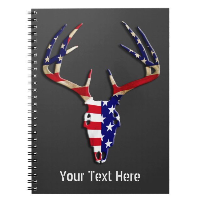 Patriotic Deer Hunting skull Notebook (Front)