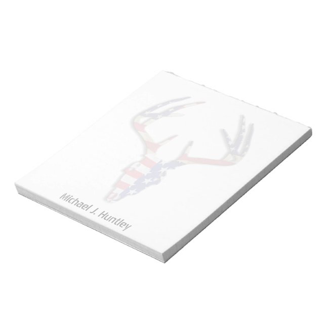 Patriotic Deer Hunting skull Notepad (Rotated)