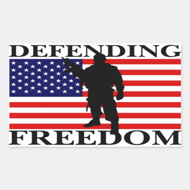 Patriotic Defending Freedom Rectangular Sticker (Front)